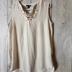 Signature Studio Lace Up Front Detail Sleeveless Top Sz L